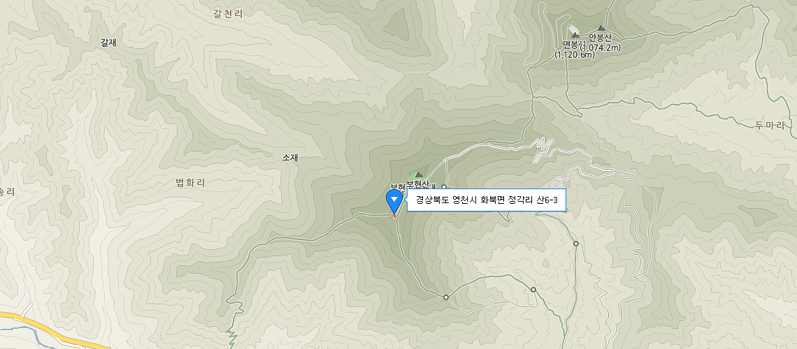 보현산천문대 약도- 경상북도 영천시 화북면 정각길 475(정각리 73-13)